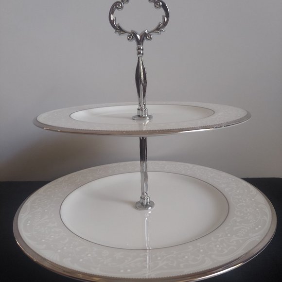 Noritake Silver Palace 2 Tiered Serving Tray